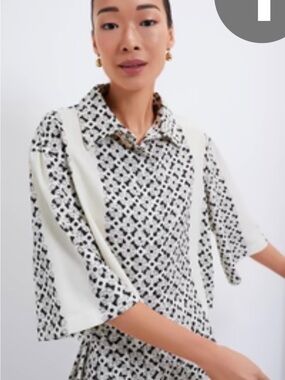 Tuckernuck Cream and Black Geometric Button-Down Shirt